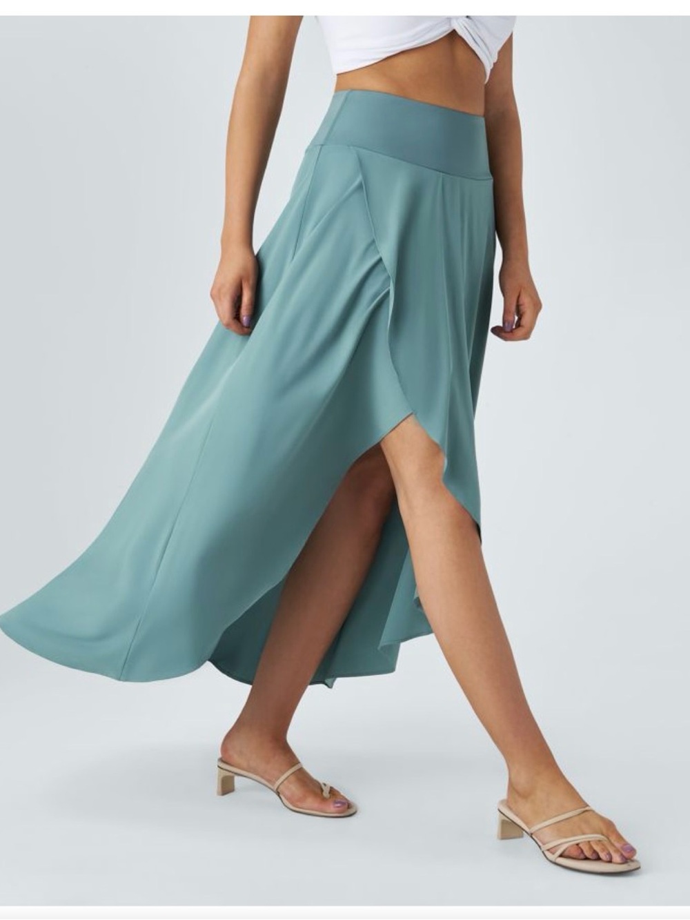 [Halara] Breezeful™ High Low Ruffle 2-in-1 Flowy Quick Dry Casual Maxi NWOT L - Picture 2 of 9